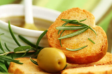 baguette and olive oil - delicious snack - food and drinkの写真素材