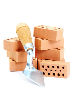 stack of bricks isolated on whiteの写真素材