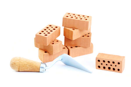 stack of bricks isolated on whiteの写真素材