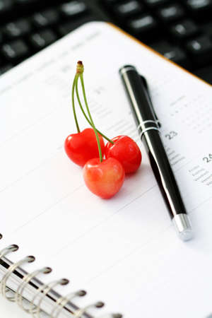 healthy snack in the office - bowl of cherries