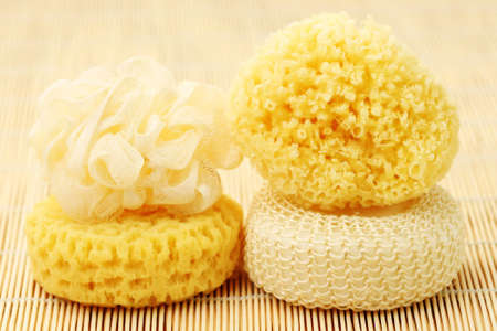 stack of bath sponges - beauty treatmentの写真素材
