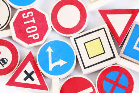 close-ups of road signs - backgroundの写真素材