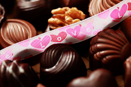 close-ups of delicious pralines - sweet food