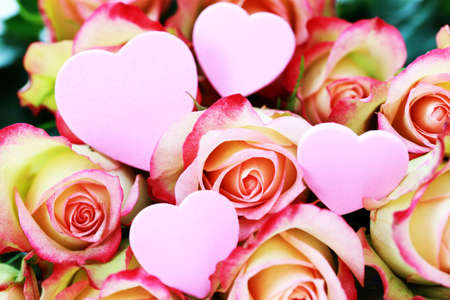 bunch of roses with hearts - flowers and plantsの写真素材