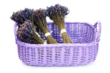 basket with lavender flowers on white - flowers and plantsの写真素材