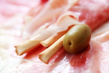 close-ups of grissini in prosciutto - food and drinkの写真素材