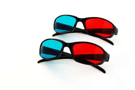 3-d glasses on white - fun and entertainmentの写真素材