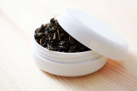 box of natural cream with green tea - beauty treatmentの写真素材