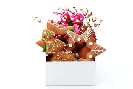 box full of Christmas gingerbreads - sweet food