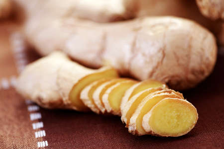 close-ups of fresh ginger root - spices