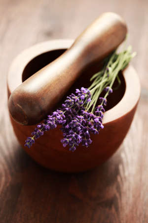 close-ups of lavender with mortar and pestle - beauty treatmentの写真素材