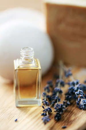 bottle of lavender aromatherapy oil - beauty treatmentの写真素材