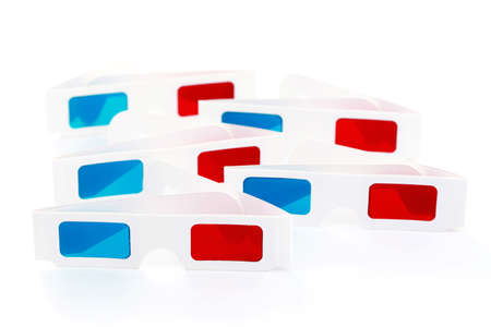 3-d glasses on white - fun and entertainment