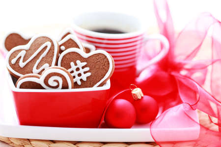 cup of coffee and delicious gingerbreads - seet food