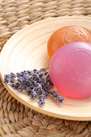 two bars of glycerine soap - body careの写真素材