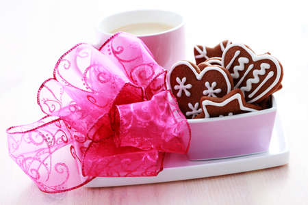 cup of coffee and delicious gingerbreads - sweet foodの写真素材
