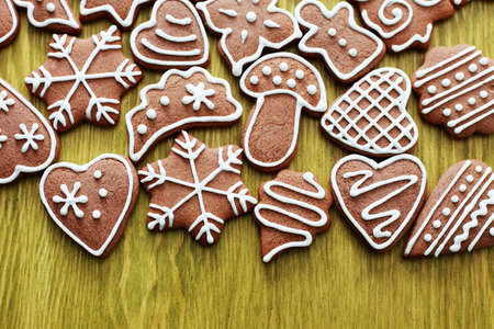 lots of delicious gingerbreads on green - sweet food