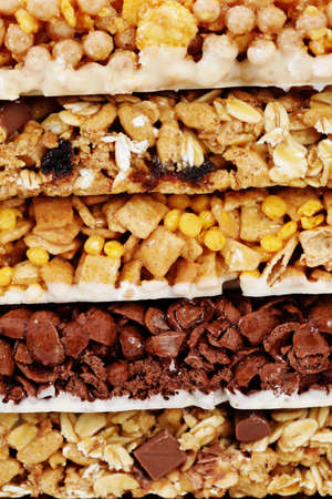 granola bars on white background - diet and breakfastの写真素材