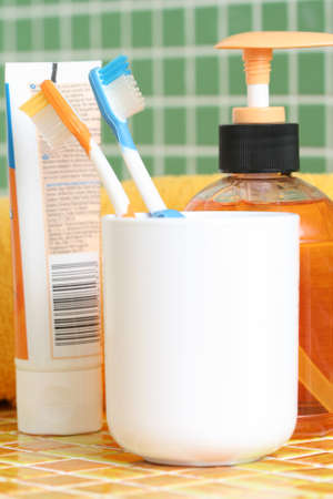 bathroom - everything you need to have clean teethの写真素材