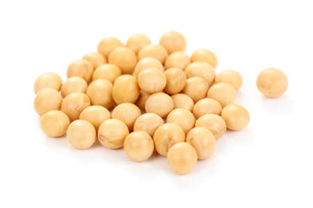 close-ups of soybeans isolated on whiteの写真素材