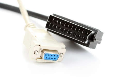 close-ups of tv and computer cable isolated on white