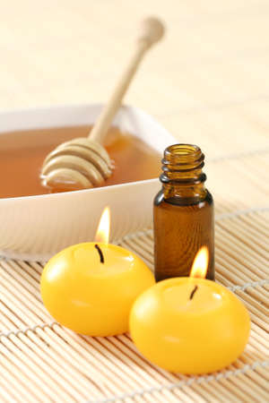 honey essential oil and fresh honey - beauty treatmentの写真素材
