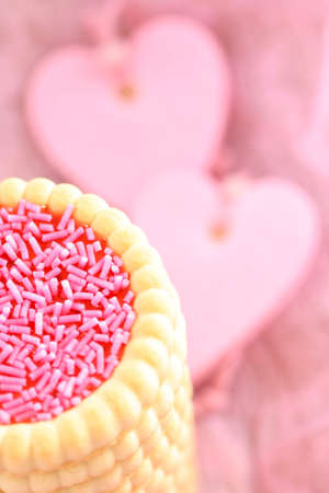stack of delicious pink cookies - sweet foodの写真素材
