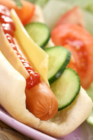 fresh and delicious hot dog with vegetablesの写真素材