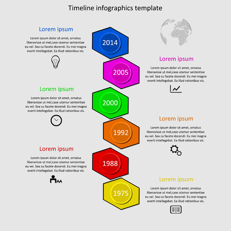 infographic timeline. Company history template. Biggest milestones and events with descriptions.のイラスト素材