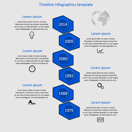 infographic timeline. Company history template. Biggest milestones and events with descriptions.のイラスト素材