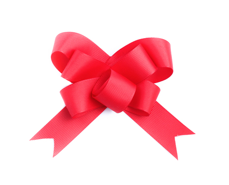 red bow isolated on whiteの写真素材