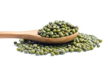 Mung beans on white backgroundの写真素材