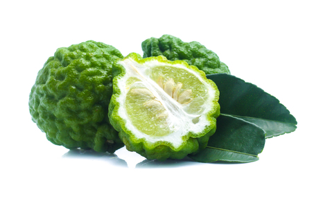 Bergamot fruit isolated on white backgroundの写真素材