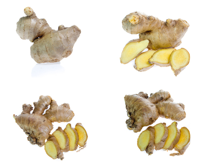 Set of ginger  isolated on white backgroundの写真素材