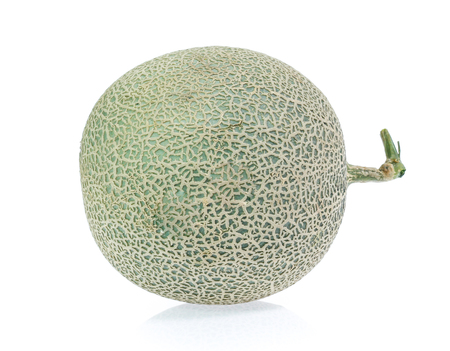 cantaloupe melon slices isolated on white backgroundの写真素材