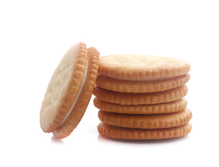 Sandwich cracker on white backgroundの写真素材
