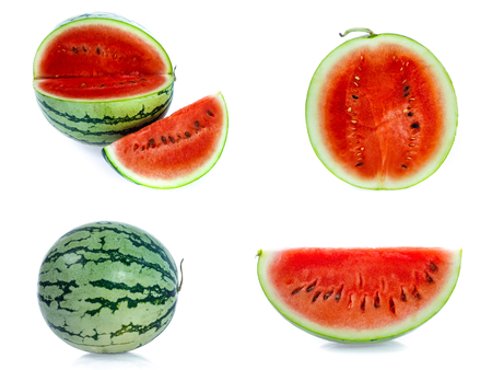 set of watarmelon on white backgroundの写真素材