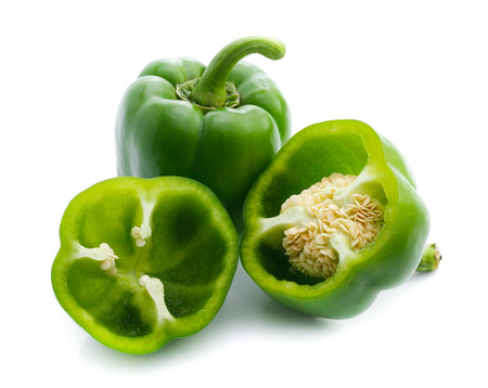 Green pepper on white backgroundの写真素材