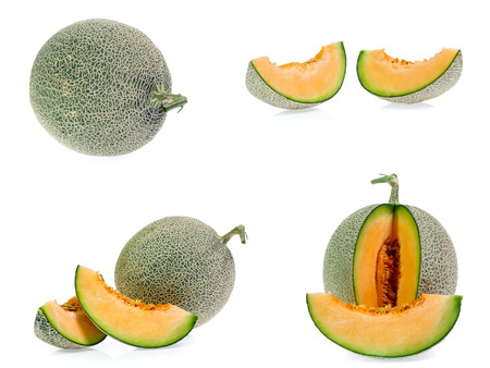 collection of 4 cantaloupe melon imagesの写真素材