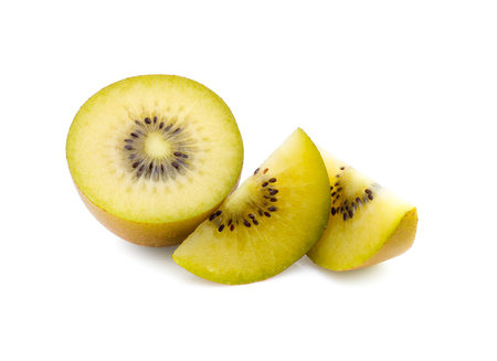 gold kiwi isolated on white backgroundの写真素材