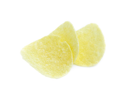 Potato Chips on white backgroundの写真素材