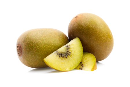 gold kiwi isolated on white backgroundの写真素材