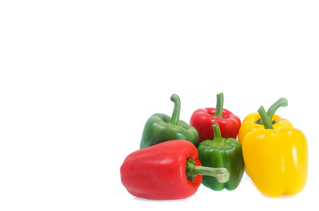 Copy space peppers with white backgroundの写真素材