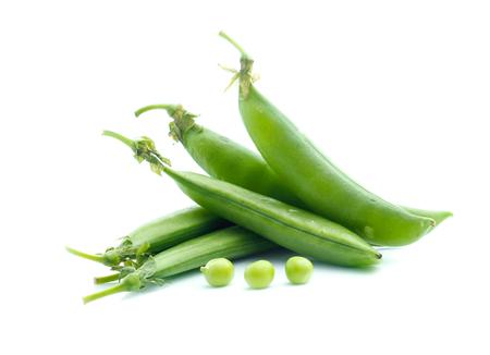 Fresh peas isolated on white backgroundの写真素材
