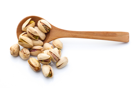 Pistachio nuts. Isolated on a white backgroundの写真素材