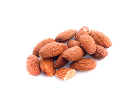 group of almonds isolated on whiteの写真素材