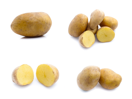 set of potatoes isolated on white backgroundの写真素材