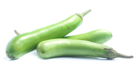 green eggplants on white backgroundの写真素材