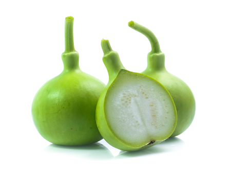 bottle gourds isolated on white backgroundの写真素材