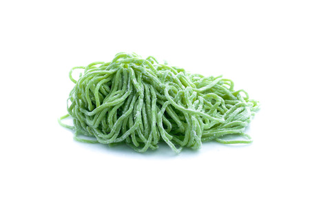 green noodle isolated on whiteの写真素材